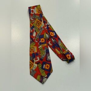 VTG 90s 100% Silk Nicole Miller Tie Paint Artist Supplies Novelty Print